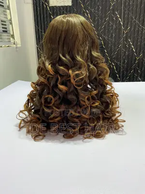 Chinese Human Hair Blend Curly Wig, 22 Inches