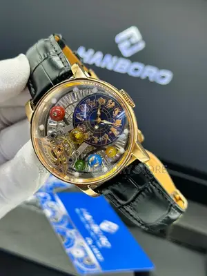 Hanboro Luxury Genuine Leather Men's Wristwatch