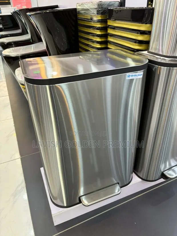 50 Liters Pedal Waste Bin - Silver Steel - 1