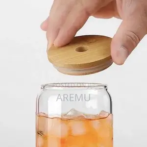 Kofin Gilashi Mai 500ml Mai Haske Da Bambaro