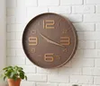 Classic Round Analog Wall Clock - Brown - 1