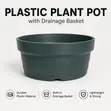 Dark Green Plastic Flower Plant Pot with Drainage Base - 1