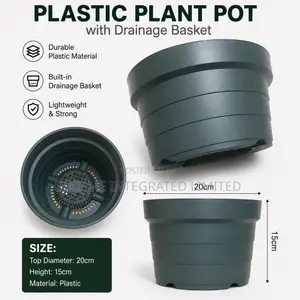 Dark Green Plastic Flower Plant Pot with Drainage Base