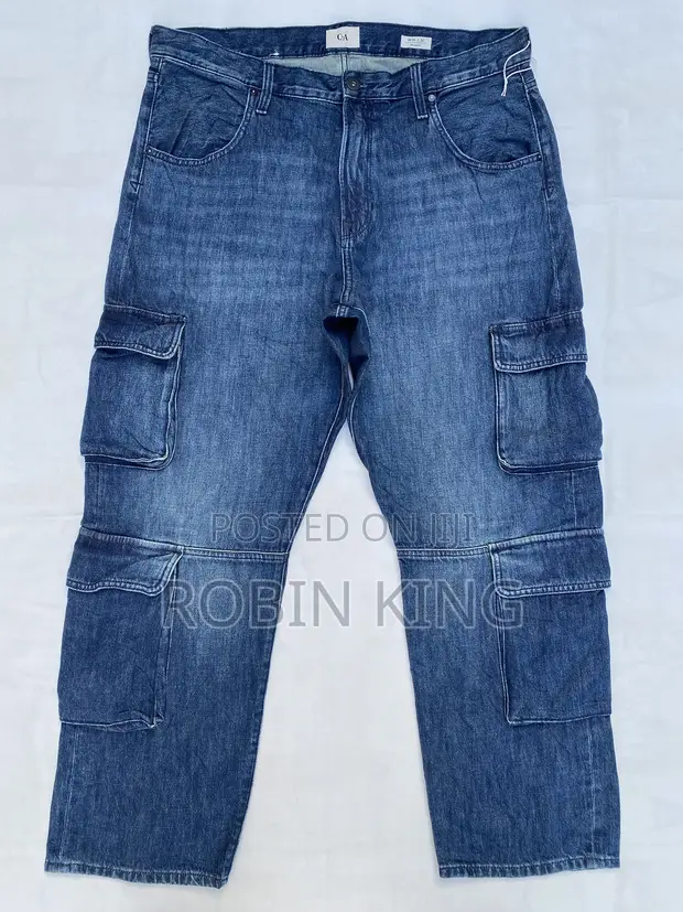 CANDA Blue Denim Combat Cargo Trousers - Size W36 L43 - 1