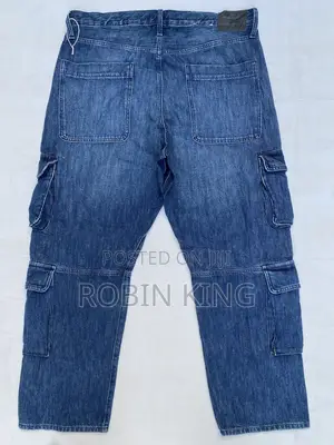 CANDA Blue Denim Combat Cargo Trousers - Size W36 L43