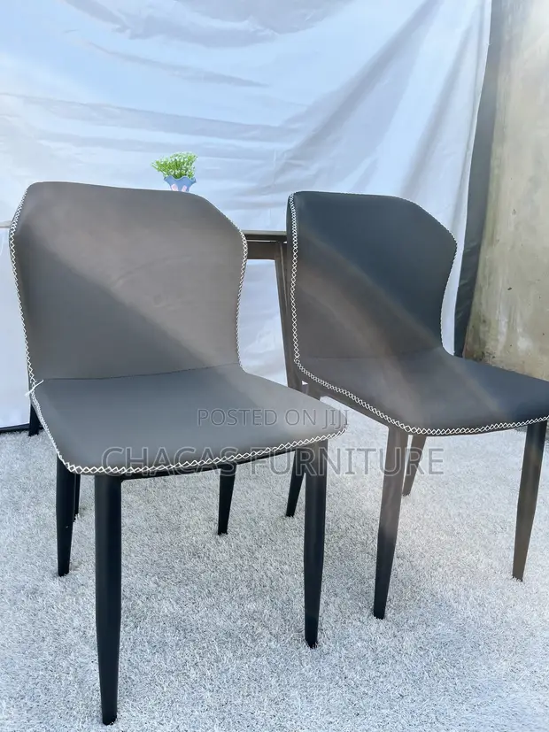 Modern Leatherette Dining Chair with Cross-Stitching - 1