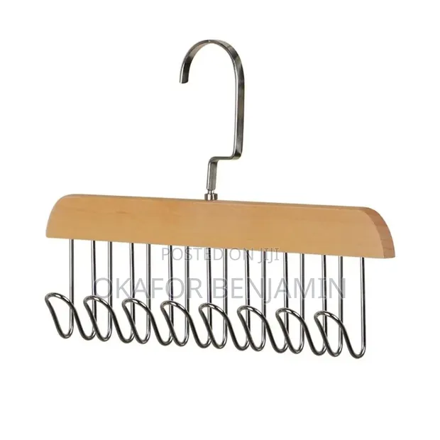 Multipurpose Wooden Hanger for Clothes, Ties, Bras, Belts & Bags - 1