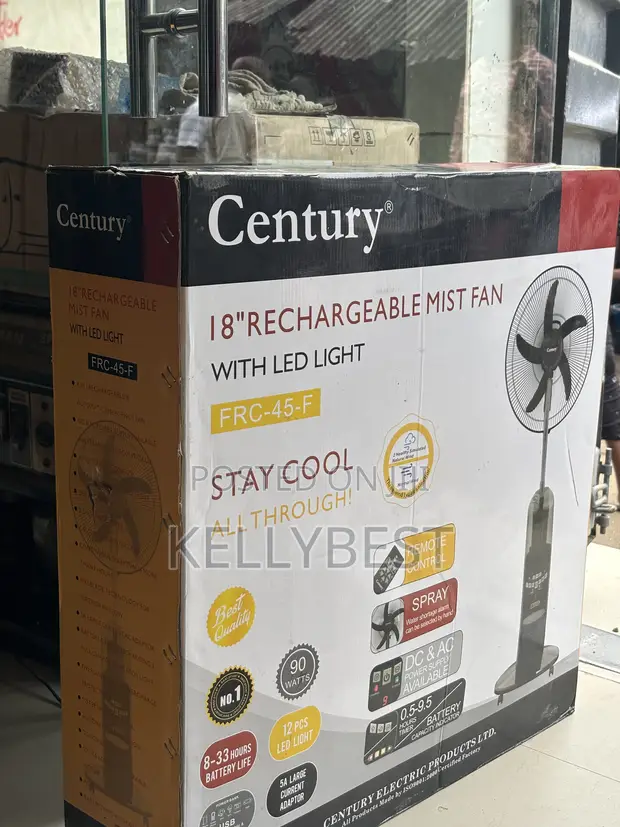 CENTURY 18" Recharge Mist Fan with LED Light - 1