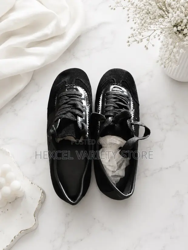Belle Luxury Black Lace-Up Casual Shoes - Girman 6 - 1