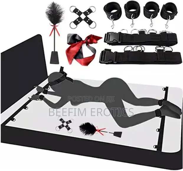 BDSM Bondage Restraints Kit with Eye Mask & Feather - 1