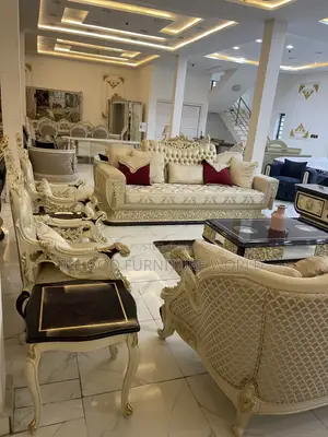 Full Set Turkish Royal Fabric Sofa & 8-Seater Dining Set