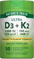 Nature's Truth Vitamin K2 MK7 tare da D3 Complex 50 Softgels - 1