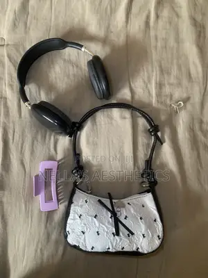 Black & White Shoulder Bag with Heart Charm