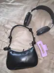 Black & White Shoulder Bag with Heart Charm - 2