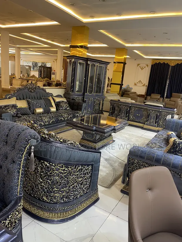High Classic Turkish Royal Fabric Sofa Set with 8-Seater Dining - 1