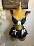 Black Lace Bow Lingerie Set - 2