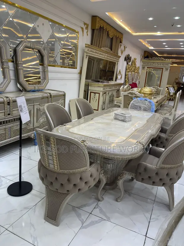 Complete High Quality Turkish Royal Fabric Sofa Set & 8-Seater Dining Table - 1