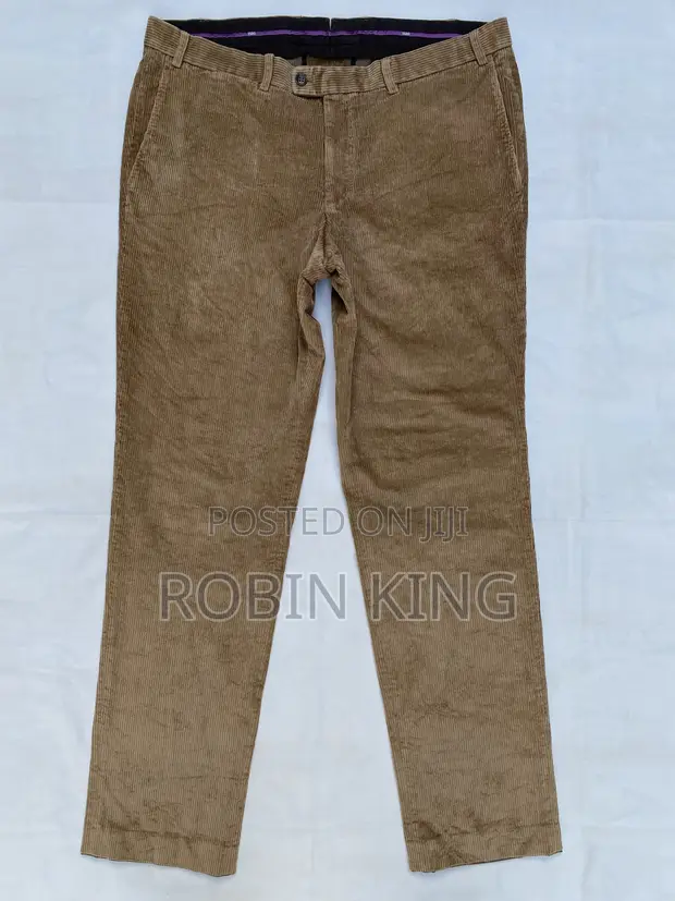 HILTL Men's Brown Cotton Corduroy Suit Trousers W40 L45 - 1