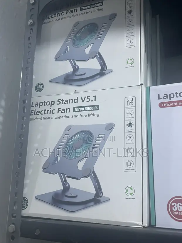 Laptop Stand with Fan, 360° Rotation - 1