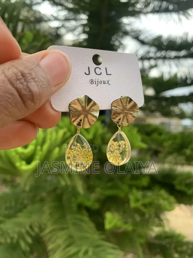Fashion Jewelry - Yellow Gold Antique Finish Earrings - 1
