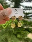 Fashion Jewelry - Yellow Gold Antique Finish Earrings - 1