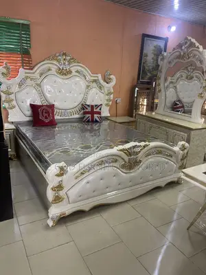 6x7 Imported Turkish Royal Bed with Dressing Mirror and Side Drawers