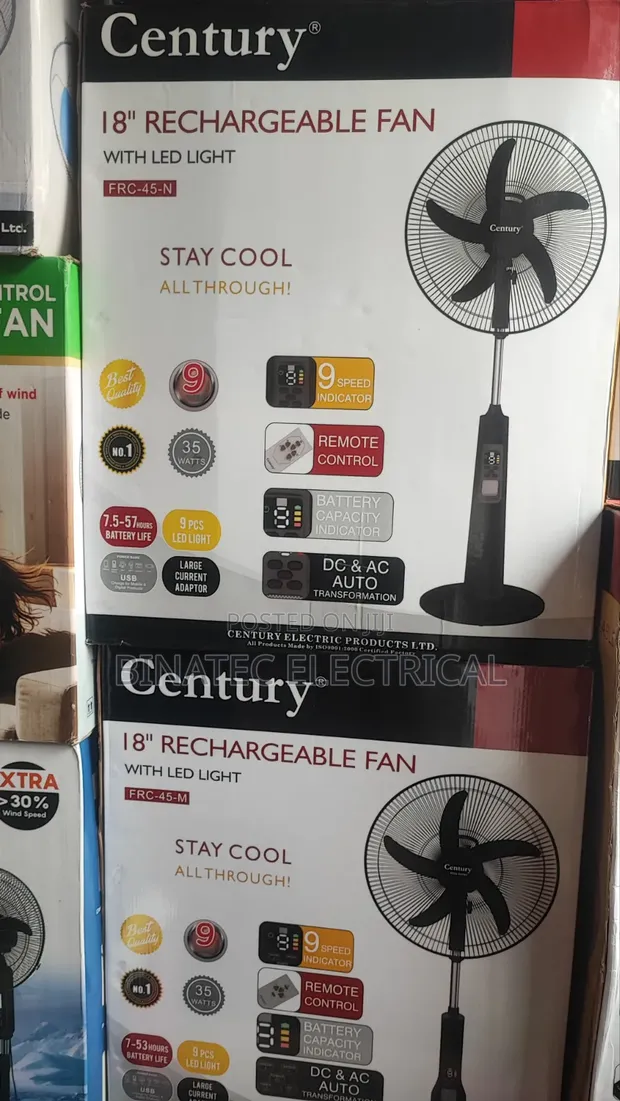 18" Rechargeable Century Fan - 1