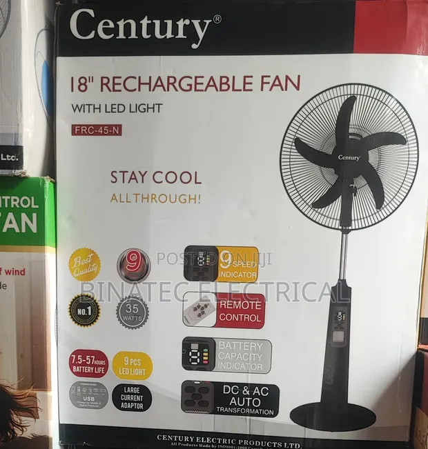 18" Century Solar/Rechargeable Fan - 1