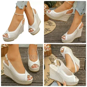 Women's White Formal Wedge Sandals - Size 42
