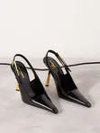 Saint Laurent Slingback Stiletto Pumps - Black Patent Leather - 1