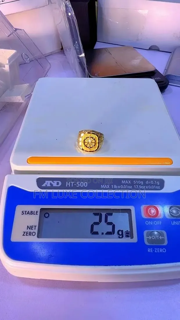 Men's Gold Ring and Cuban Bracelet - 1