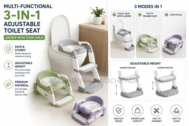 Multi-Functional 3-in-1 Toilet Seat Trainer - 1
