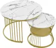 2-Piece Nesting Coffee Table Set - Zinare Metal & Baki Marble Look - 1