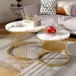 2-Piece Nesting Coffee Table Set - Zinare Metal & Baki Marble Look - 2