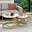 2-Piece Nesting Coffee Table Set - Zinare Metal & Baki Marble Look - 4