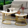 2-Piece Nesting Coffee Table Set - Zinare Metal & Baki Marble Look - 5