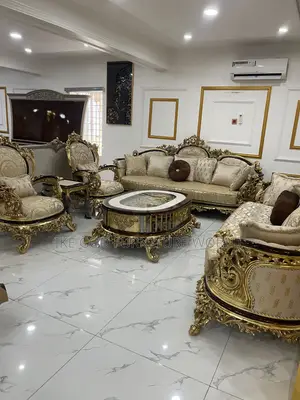 Luxury Imported Turkish Royal Fabric 8-Seater Sofa Set with Tables
