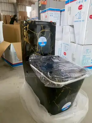 Executive Black Marble Water Closet Toilet Set