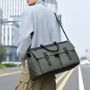 Men's Green Leather Duffle Bag