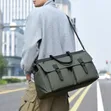 Men's Green Leather Duffle Bag - 1