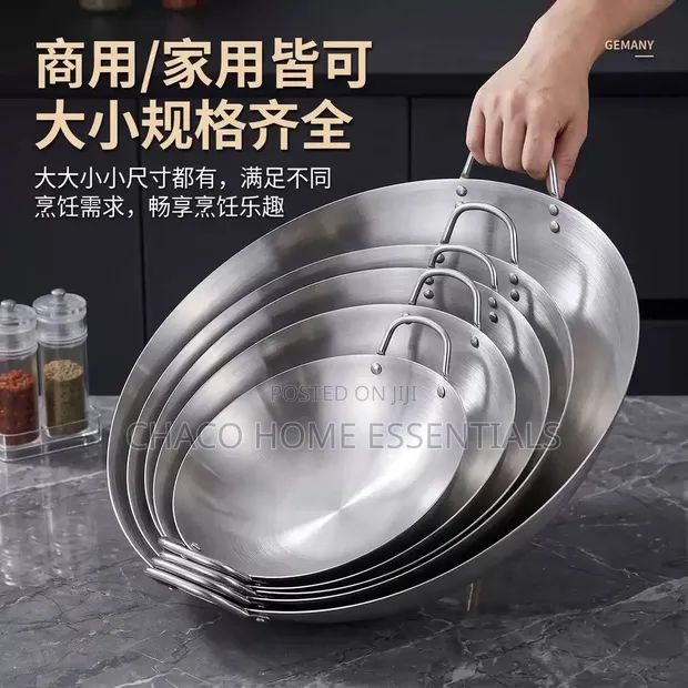 Wok Pan Bakin Karfe 304 (40cm, 38cm, 36cm) - 1
