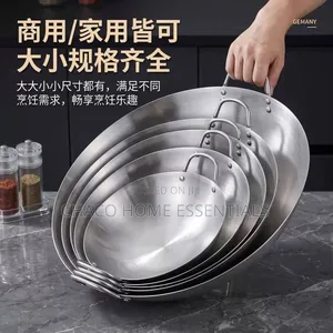 Wok Pan Bakin Karfe 304 (40cm, 38cm, 36cm)
