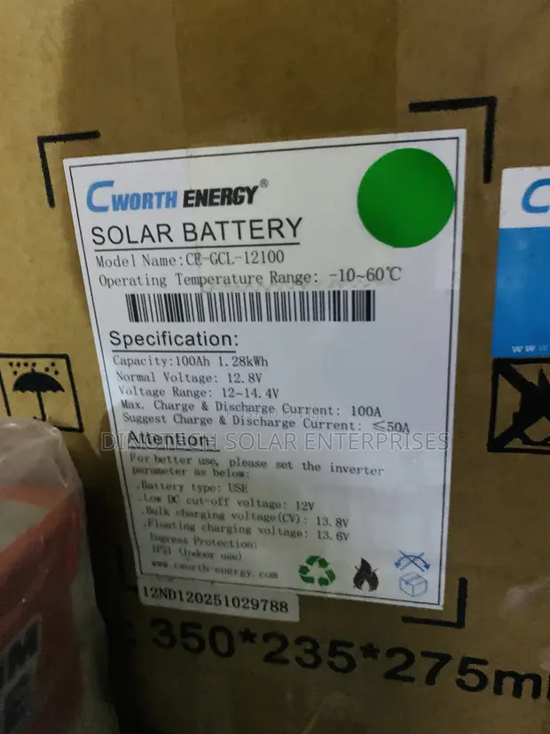 Cworth Energy 1.8kWh 12V Solar Lithium Battery - 1