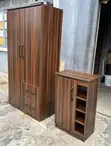 HDF Two-Door Wardrobe with Side Cabinet - 2