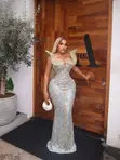 Luxury Gold and Silver Plated Rhinestones Dress - 1