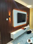 Brown Fluted Panel TV Media Console - 3