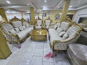 Royal Egyptian 8-Seater Sofa with Center Table and Stools