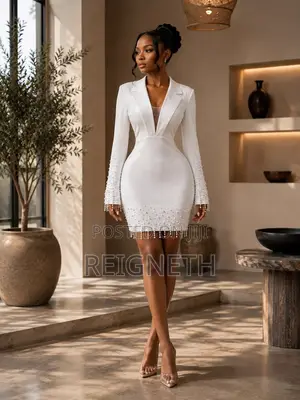Luxury Beaded Longsleeved Blazer Dress