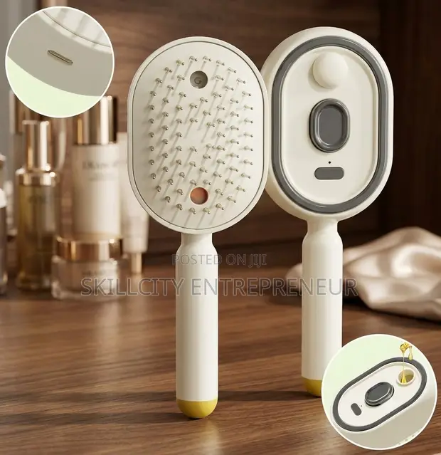 3-in-1 Rechargeable Hair Brush with Steam & Red Light - 1