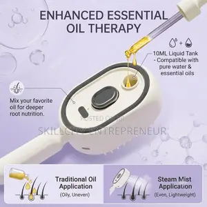 3-in-1 Rechargeable Hair Brush with Steam & Red Light